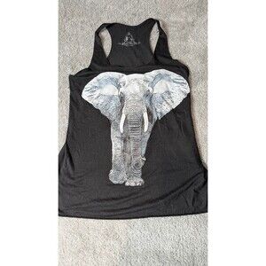 Bear Dance Elephant Print Women's Racerback Tank Top Size Medium Black